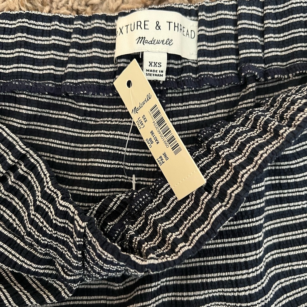 Madewell Texture & Thread High Rise Pull-on Pants Stripe Elastic Wide